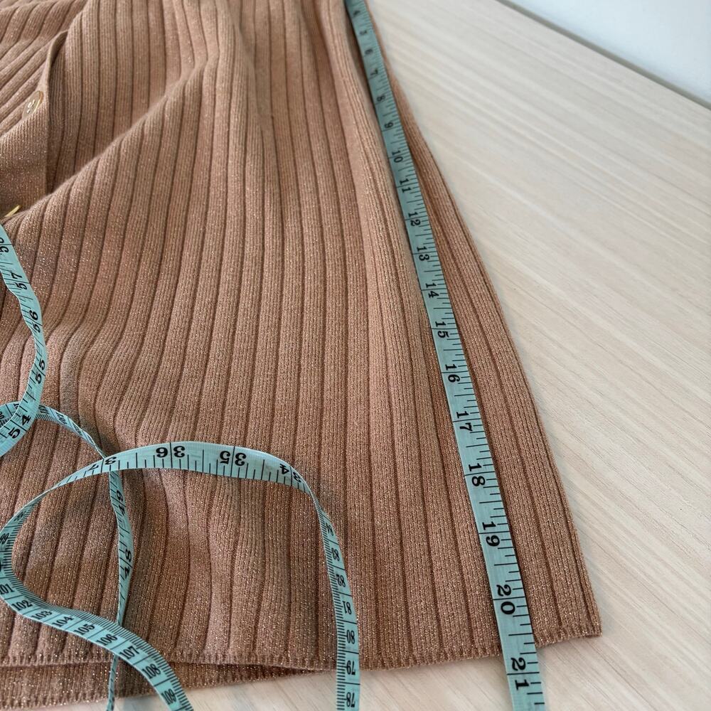 Talbots Metallic Ribbed Cardigan Size Large Petite Rattan Spring Office Minimal - Picture 9 of 9